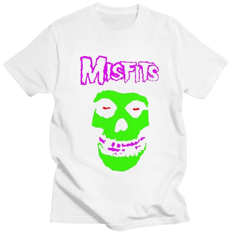 Custom Horror Punk Rock Misfits Skull T Shirt for Men 100 Cotton Tshirt Leisure Tees Tshirts Slim Fit