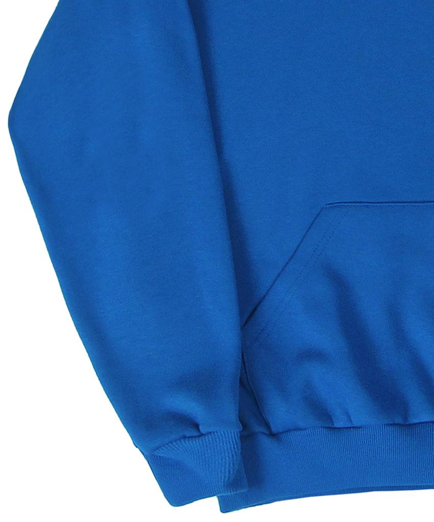 [Unisex] Small Flower Bear Face Embroidered Smile Hoodie_Cobalt Blue