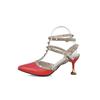 Stiletto Sandals Summer New Sharp Head Shallow Mouth Color Matching Rivets Metal Buckle Anti-slip Wear-resistant High Heels