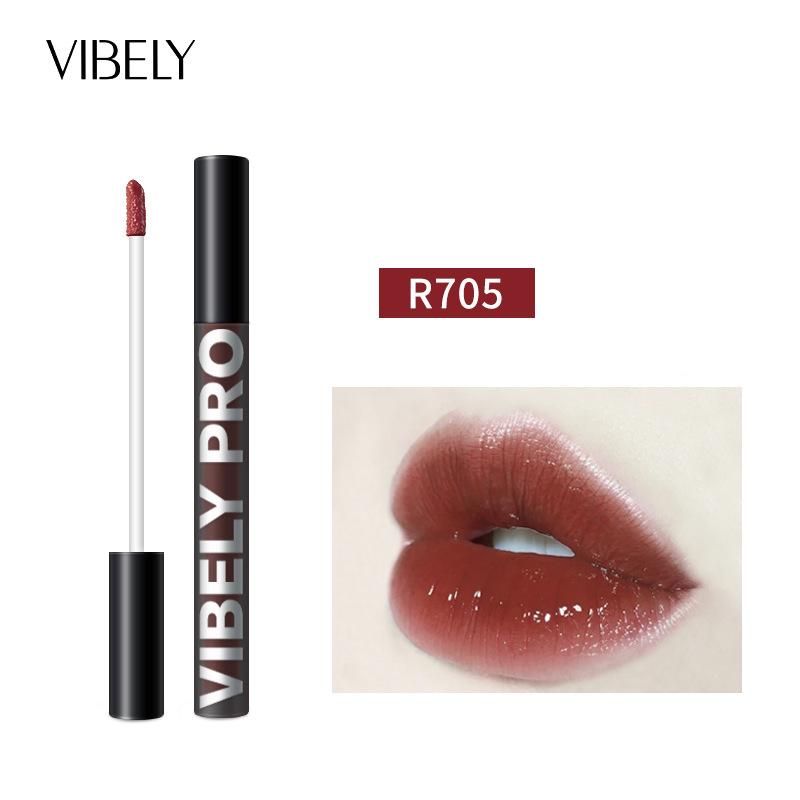 VIBELY Black Tube Mirror Hydrominated Air Lip Glaze To Moisturize Water Permeable Waterproof Mirror Light Sensitive Lip Gloss