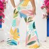 Women Plus Size High Waist Printed Full Length Flared Pants