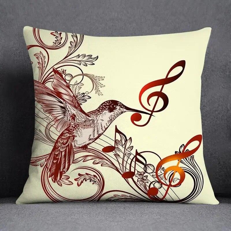 Musical Note Guitar Series Pattern Home Decoration Pillow Case Square Office Cushion Cover