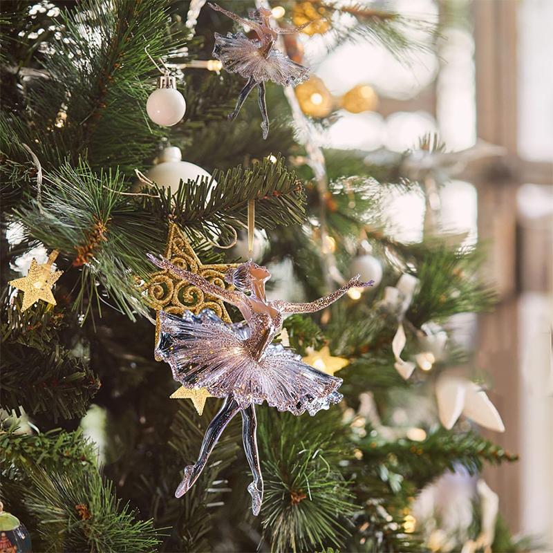 Glitzernde Ballerina Weihnachtsdekoration, Acryl Ballerina Tanz Dekoration, Kristall Ballett Dekoration für Weihnachtsbaumschmuck