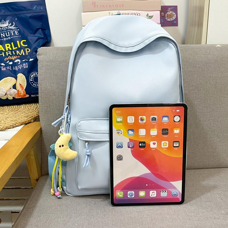 Women Lightweight Waterproof Backpack Solid Color Student Schoolbag