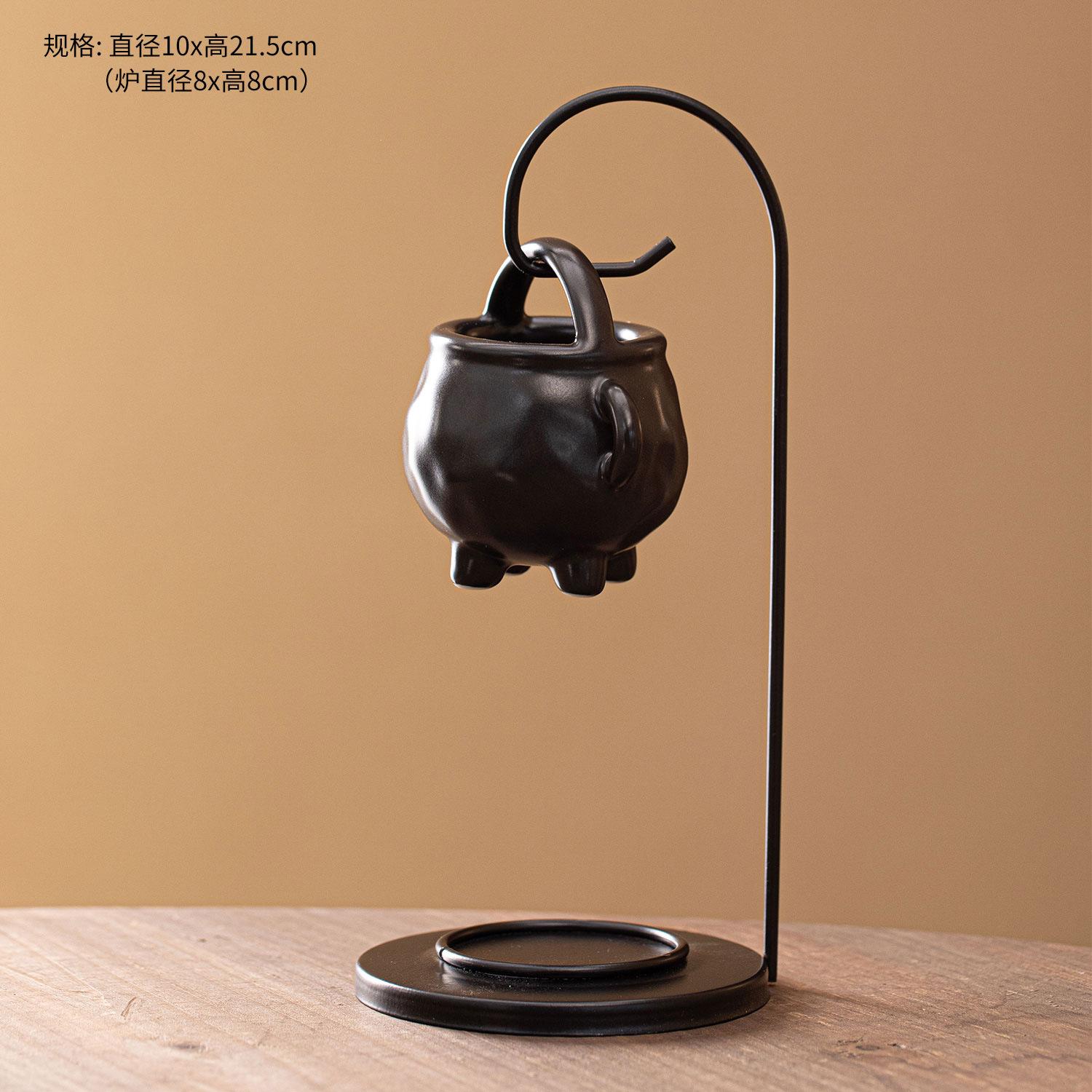 Керамическая аромалампа в форме капли с металлической подставкой. Медитация. Йога. Домашний декор. Подставка для благовоний. Аромалампа. чёрный