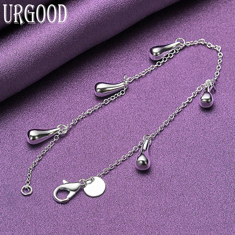 925 Sterling Silver Droplet Pendant Bracelet Gift Fashion Jewelry