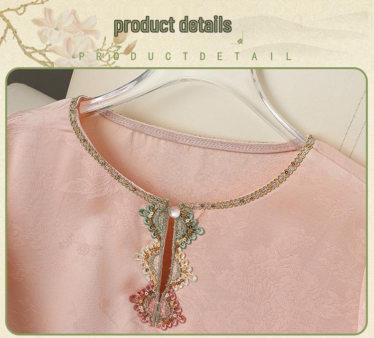 2026 Chinese Style Embroidered Stand Collar Women's Long Sleeve Shirt