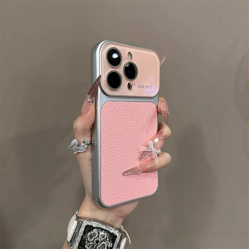 Luxury Litchi Grain Leather Matte Phone Case For iPhone 11 12 13 14 15 16 17 Pro Max Plus Air Bumper Back Cases Cover