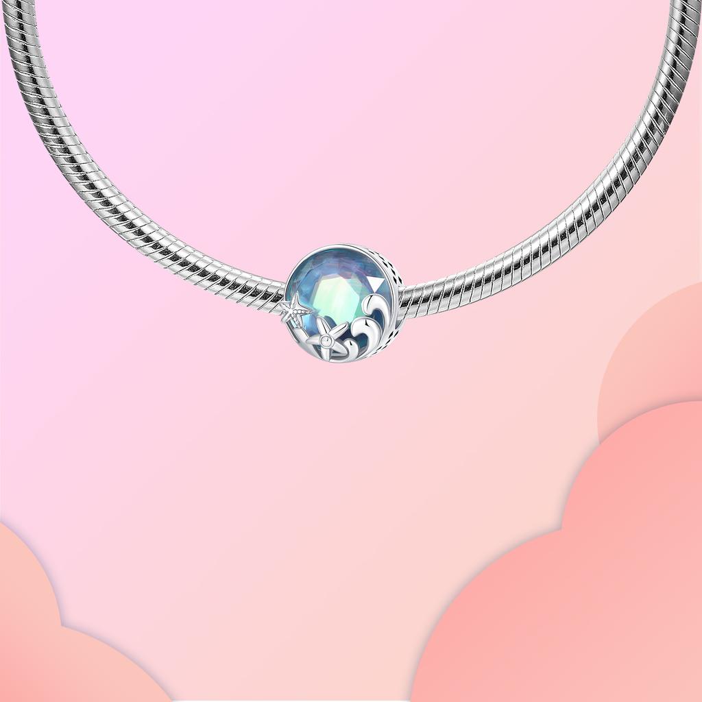 Copper SeaThemed Zirconia Starfish Sea Waves Bead Charms Charm Compatible With Authentic Charm Bracelets Women Do It Yourself Jewellery Gift