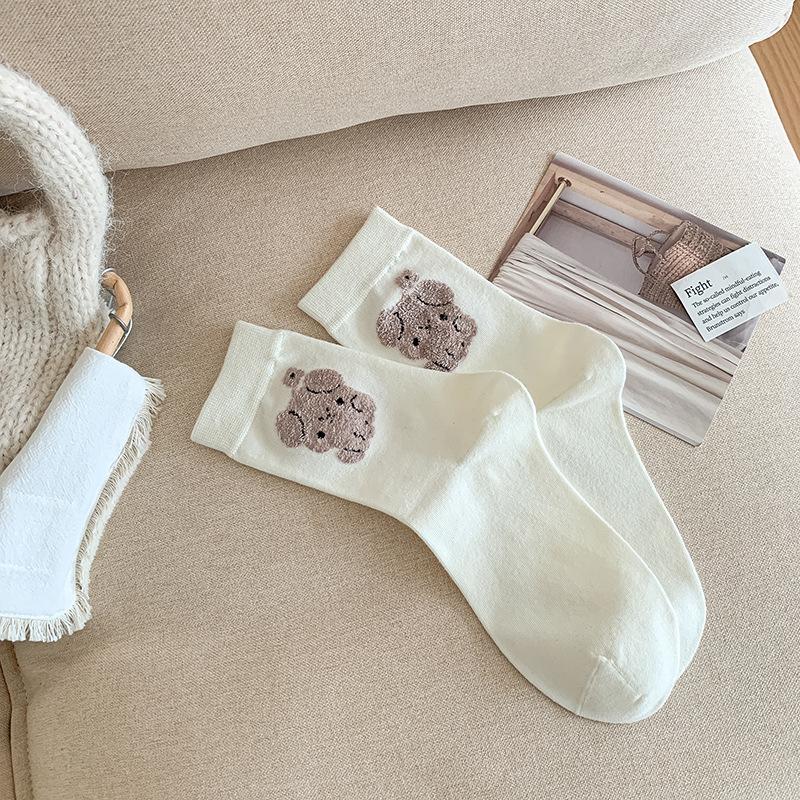 

Милые женские носки с изображением кошек и собак, милые японские носки Kawaii для девочек, корейский стиль, Харадзюку, ретро, уличная одежда, хлопковые длинные носки 22-26cm белый