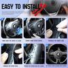 DEEYOTA Car Steering Wheel Cover Universal Fit Round Stitch Steering Wheel Wrap Thin PU Leather Steering Wheel Cover Sewn On 15" Car Wheel (Black)