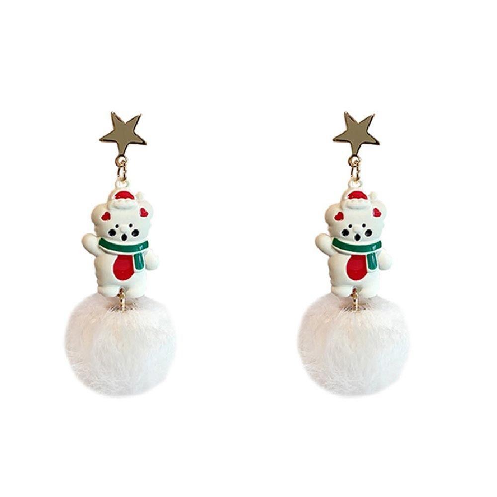 Tree Bear Bow Elk Snowflower Drop Earrings Santa Claus Dangle Earrings Christmas Stud Earrings