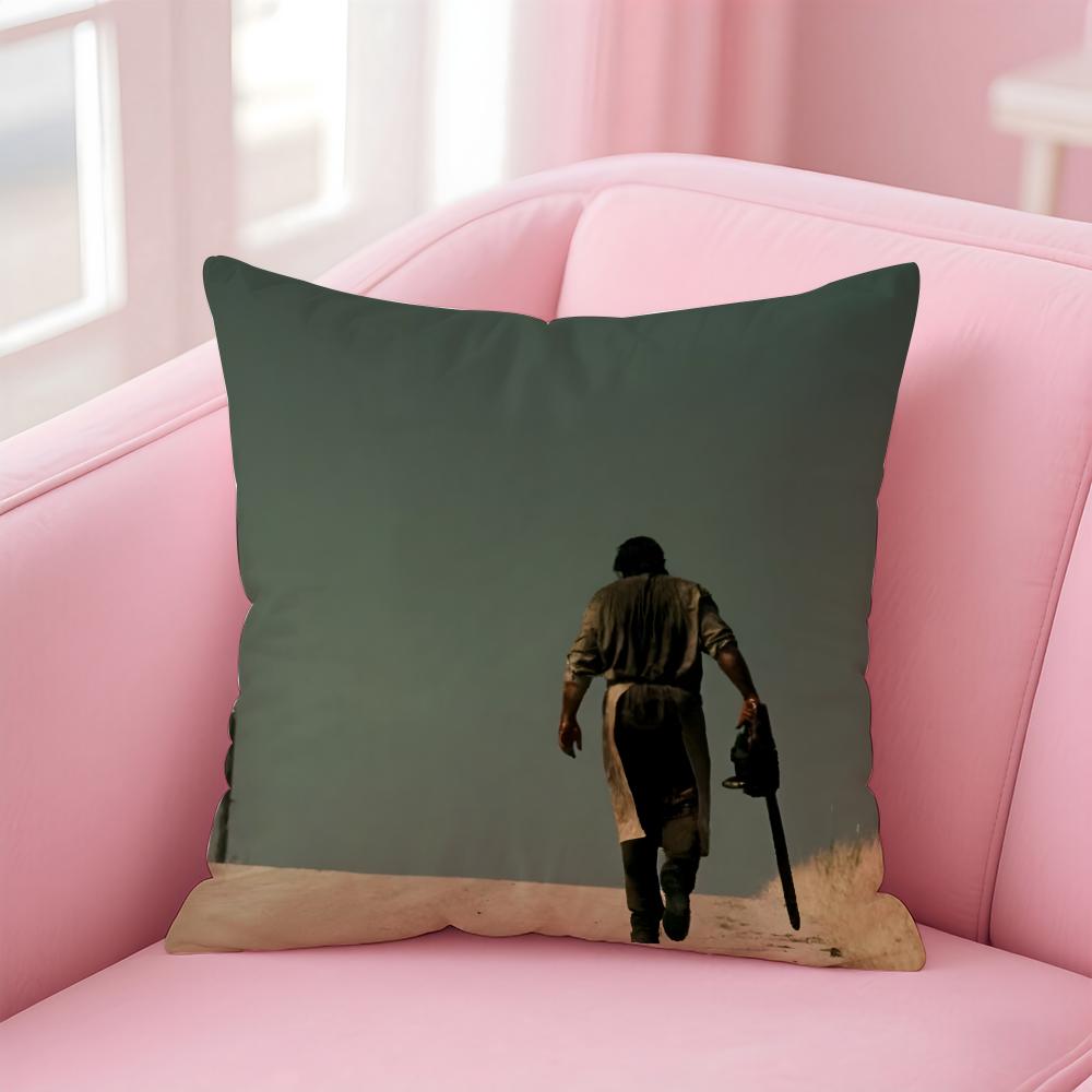 TThe Texas Chainsaw Massacre Cushion Cover Pillowcase Short Plush Invisible Zipper Room Sofa Cushion Cover