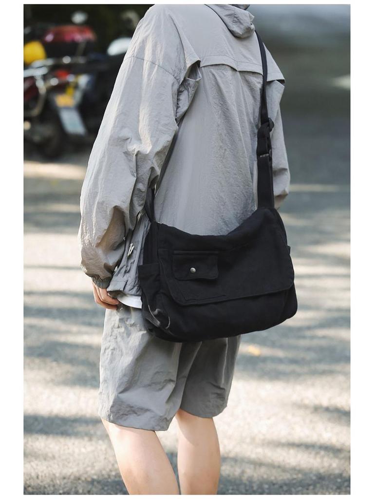 Plátěná crossbody taška v japonském stylu - Unisex ležérní jednoramenná messenger taška pro studenty