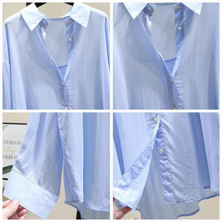 Summer Women's Thin Casual Shirt Loose Cotton Shirt Sunscreen Top