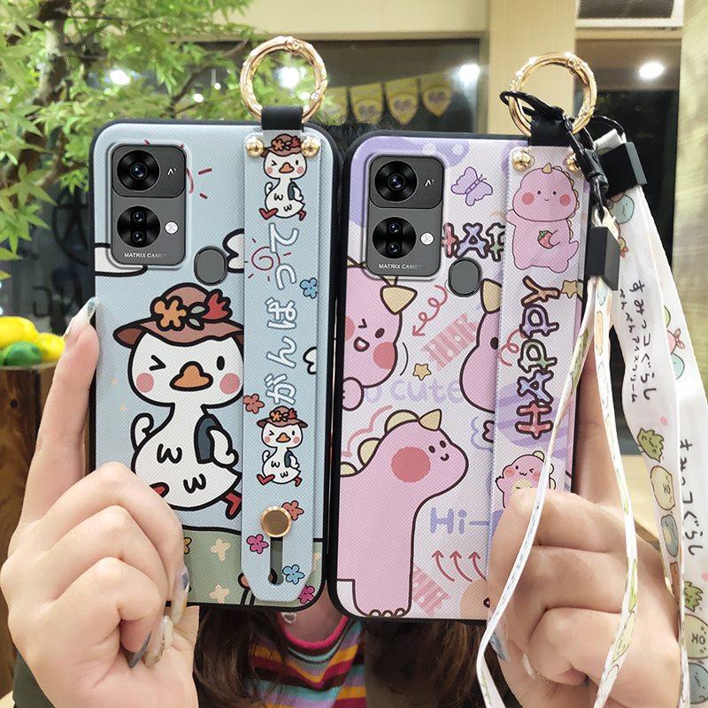 Wristband Waterproof Phone Case For Oukitel C33 Lanyard Cartoon Fashion Design Wrist Strap Anti-dust Ring Kickstand Cute