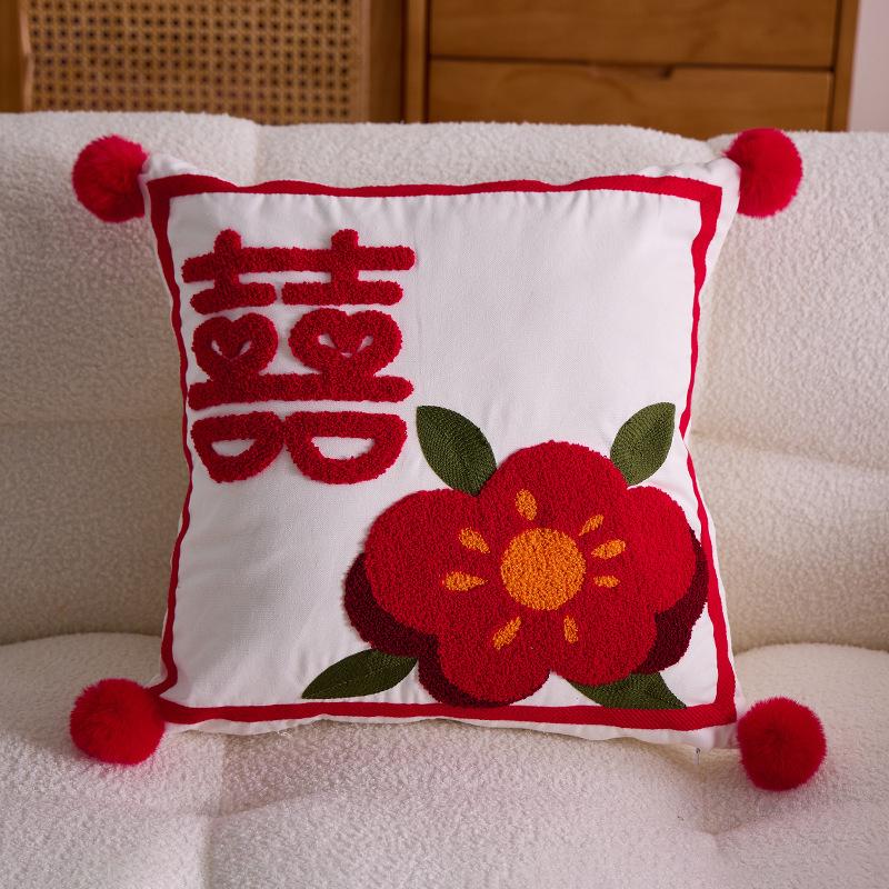 Embroidered Towel Cushion Pillow, Dropshipping, Ins-style Sofa Pillow, Home Bedside Cushion