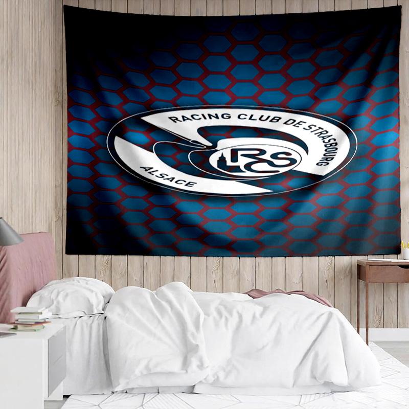 Racing Club Strasbourg Crest Tapestry, Unique Design Tapestry, Suitable for Bedroom,Livingroom, Playroom,Heartwarming Fan Holiday Gifts