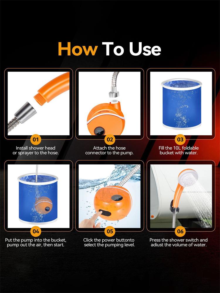 Portable Outdoor Shower Set,Camping Shower Pump RV Outdoor Shower Kit Camp Shower 2000MAH Lithium Battery Shower Kit