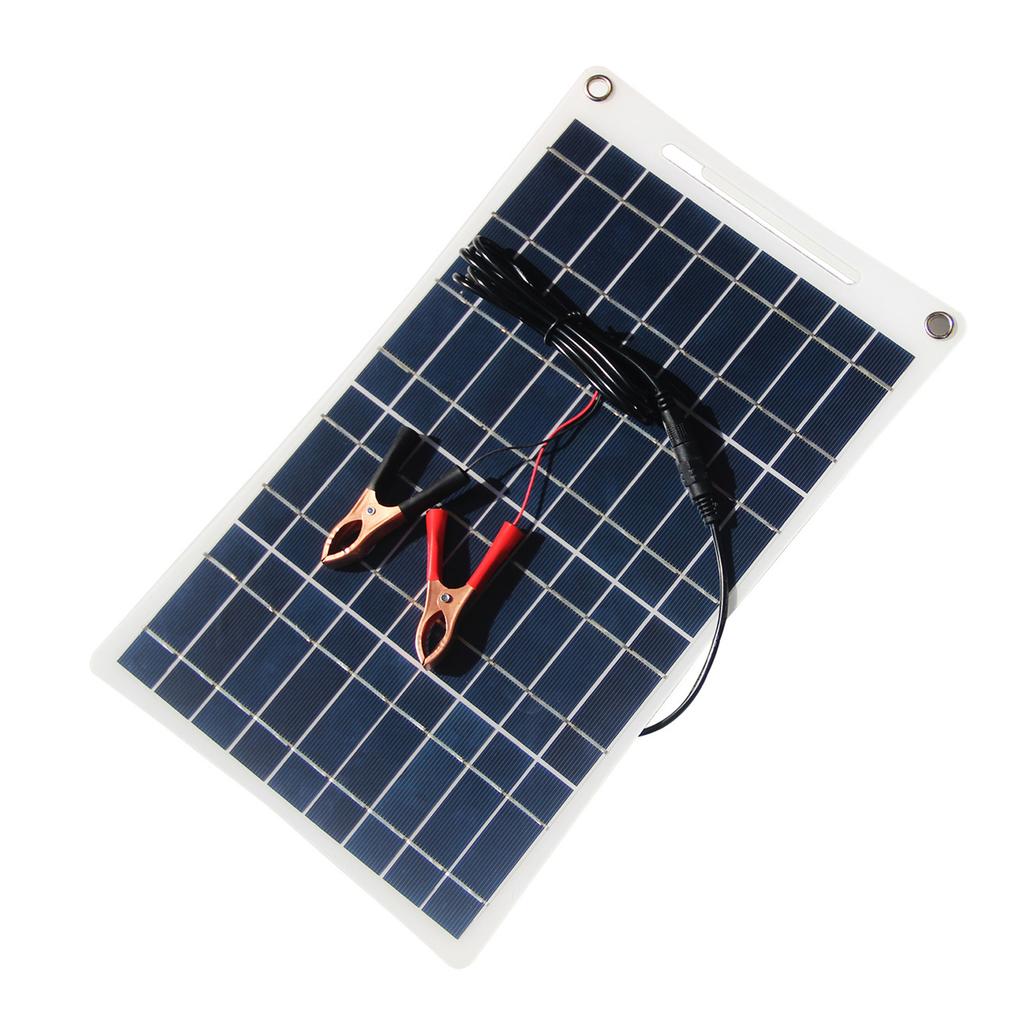 Solar Panel Charger 12W 18V Portable Dual USB Output IP65 Waterproof for 12V Battery Camping Hiking Travel