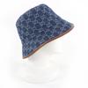 Pristine GUCCI hat GG Jacquard Lamb Leather Denim Bucket Hat Women L 816543 Used