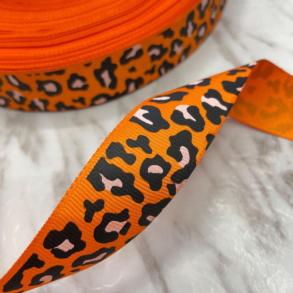 Mingxin Valentine's Day DIY Jewelry Ribbon with Peach Hearts & Leopard Print