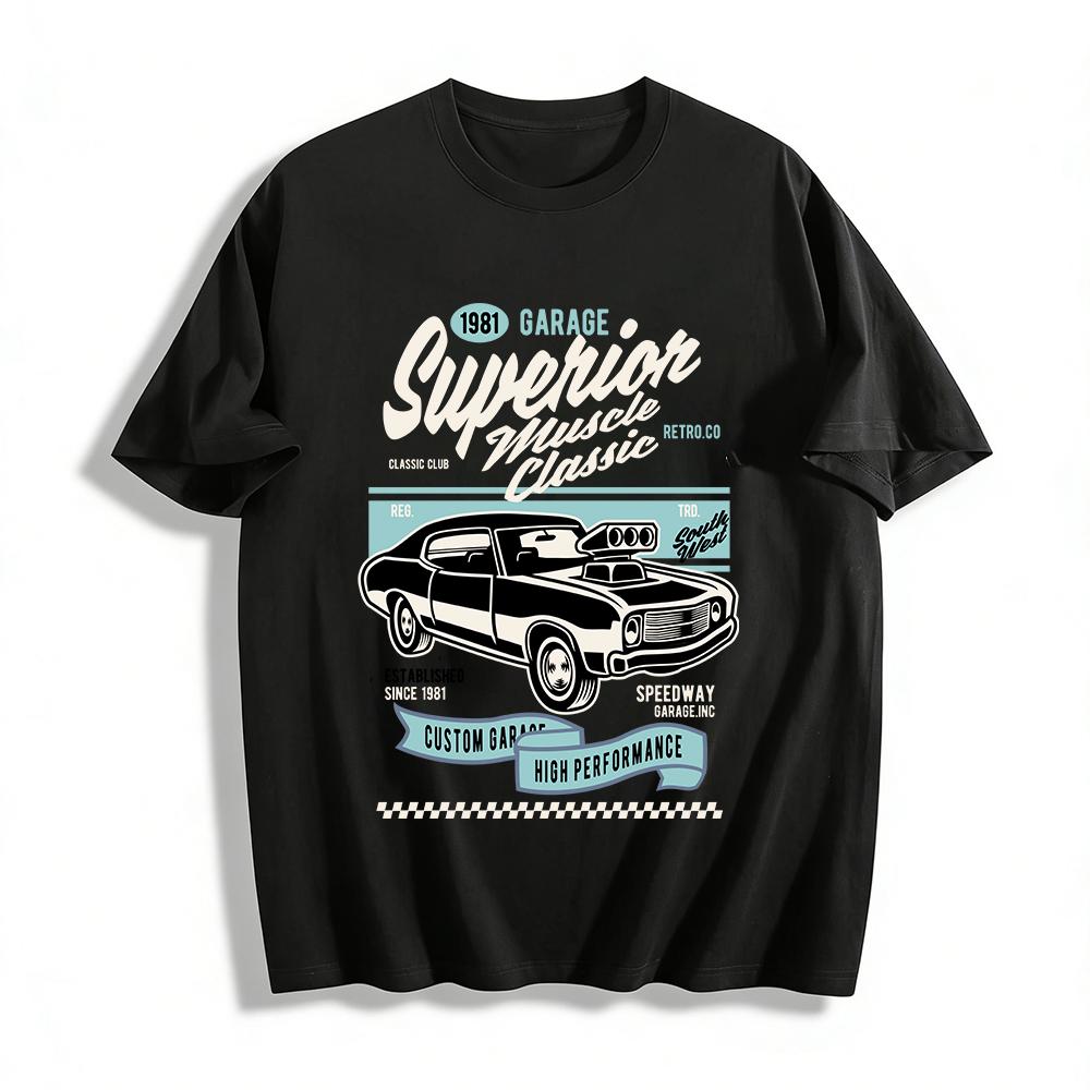 

1981 Superior Muscle Car Print Tee Retro Garage Style Casual Short Sleeve Pure cotton T-shirt XXS