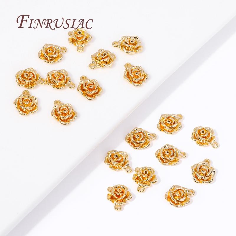 Fashion 18K Gold Plated Brass Metal Flower Charms Pendants High Quality Jewelry Making DIY Necklace Earrings Accessories