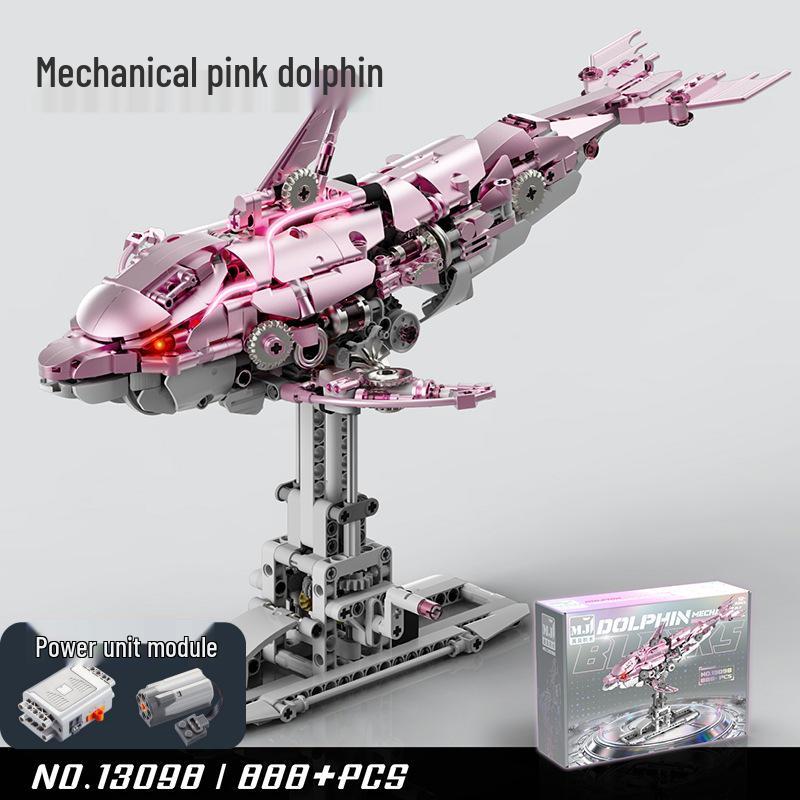 Lego-Compatible Mechanical Parrot, Shark, Whale, and Octopus Assembly Model Toys
