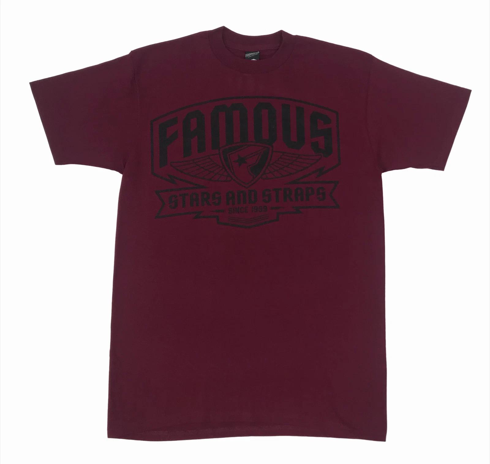 

Famous Stars And Straps Brigade Patch Print Burgundy/Black T-Shirt XL