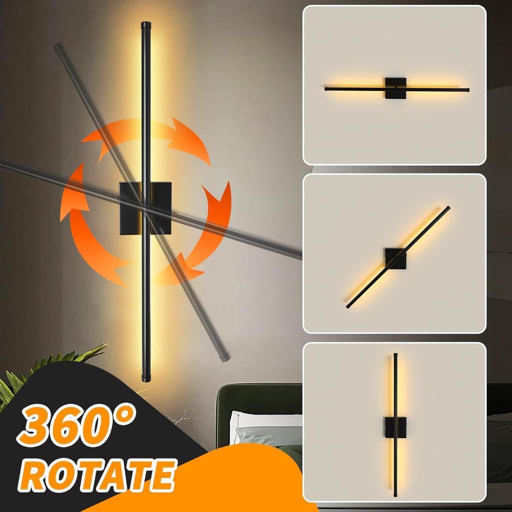 Rechargeable LED Wall Lamp Rotatable Segmented Warm Light For Living Room Bedroom Hallway Study Room Restroom Indoor Lighting