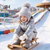 Cute Pom Knit Hat Kids Winter Hat, Warm Soft Pompom Cozy Gift for Children Heart Pattern, Earflap Boys Girls Toddlers Breathable