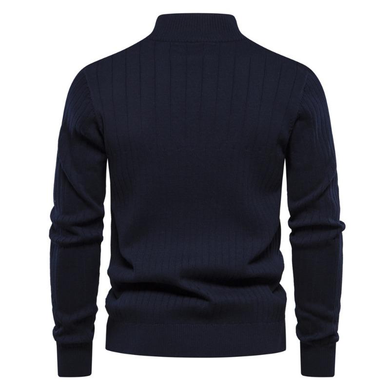 Men’s Euro Fit Stand Collar Half Zip Solid Knit Sweater