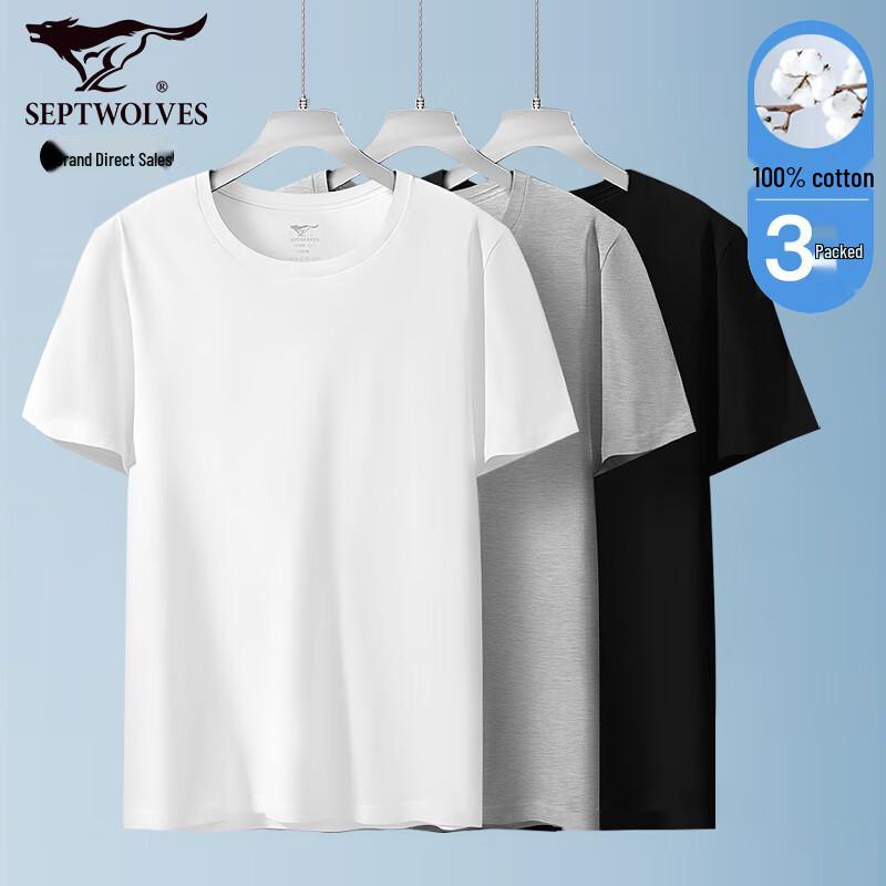 

Septwolves Men s 100% Cotton Round Neck Short Sleeve T-Shirt XL