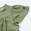 Women Summer Loose Green Blouse Ruffled Short Sleeve O Neck Tops