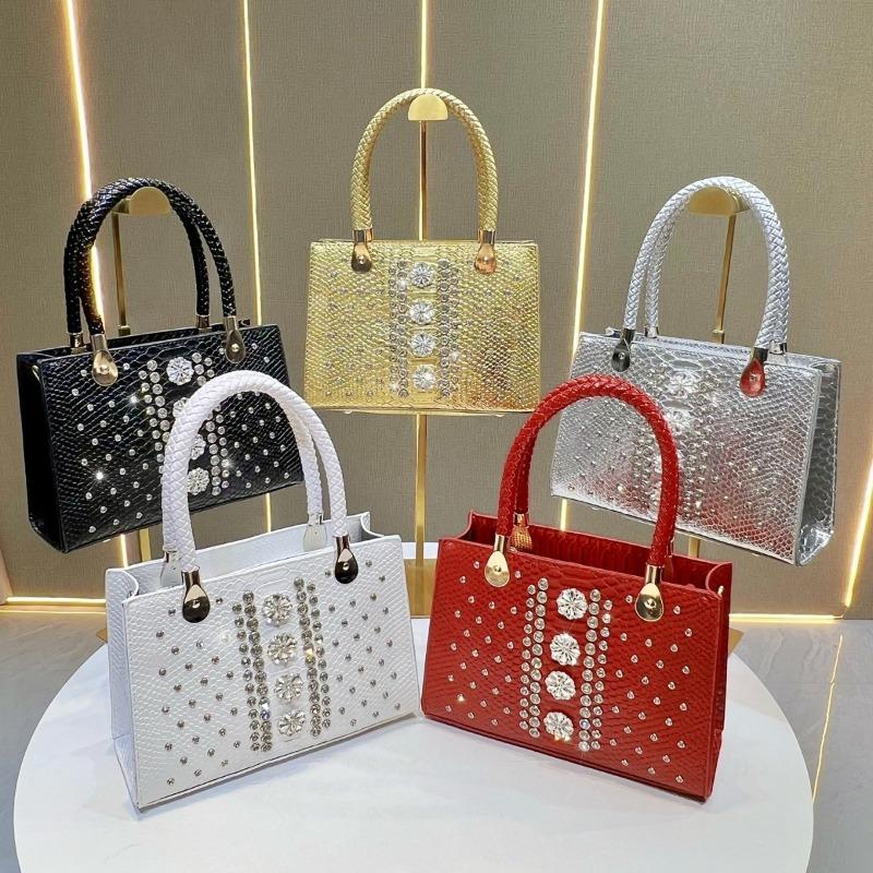 Lightweight Single-shoulder Bag, Crossbody Bag, Evening Bag, Studded with Diamonds, High-end, Large-capacity Handbag