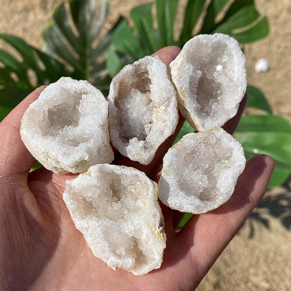White Crystal Geode Stone - Home Decor & Science Teaching Gift