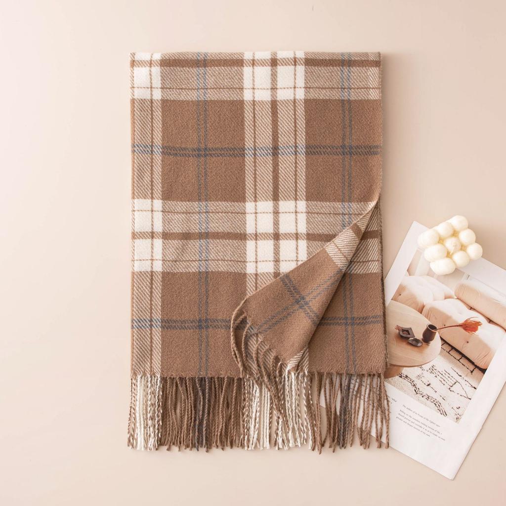 Retro British imitation cashmere plaid scarf, warm in autumn and winter, scarf shawl, commuting versatile couple
