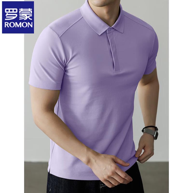 ROMON Men's Mulberry Silk Quick-Dry Breathable Polo T-Shirt