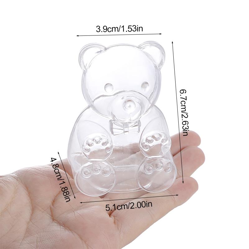 10pcs Bear Shaped Gift Box Clear Plastic Bear Candy Snack Container for Wedding Birthday Party Decor Supplies Baby Shower Favors