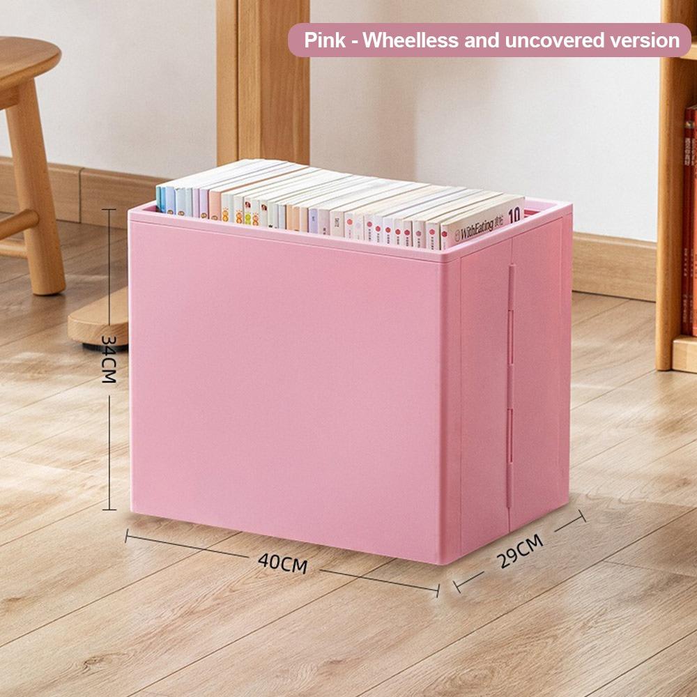 

Plastic Book Organizer Foldable File Box Durable Stationery Storage Box Office Type1-pink