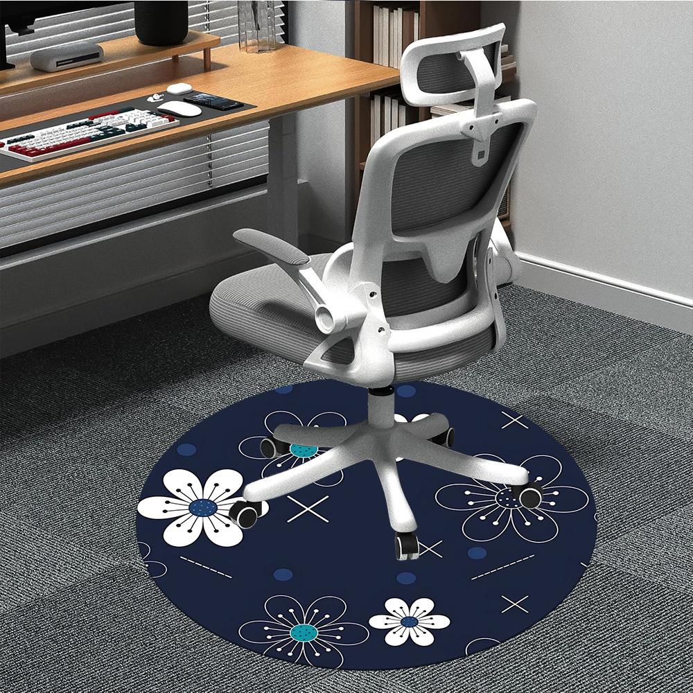 

1PC Floral Pattern Chair Carpet for Office, Indoor Non-Slip Washable Carpet, Soft Comfortable Mat For Office Room yy250930170 80cm by 80cm