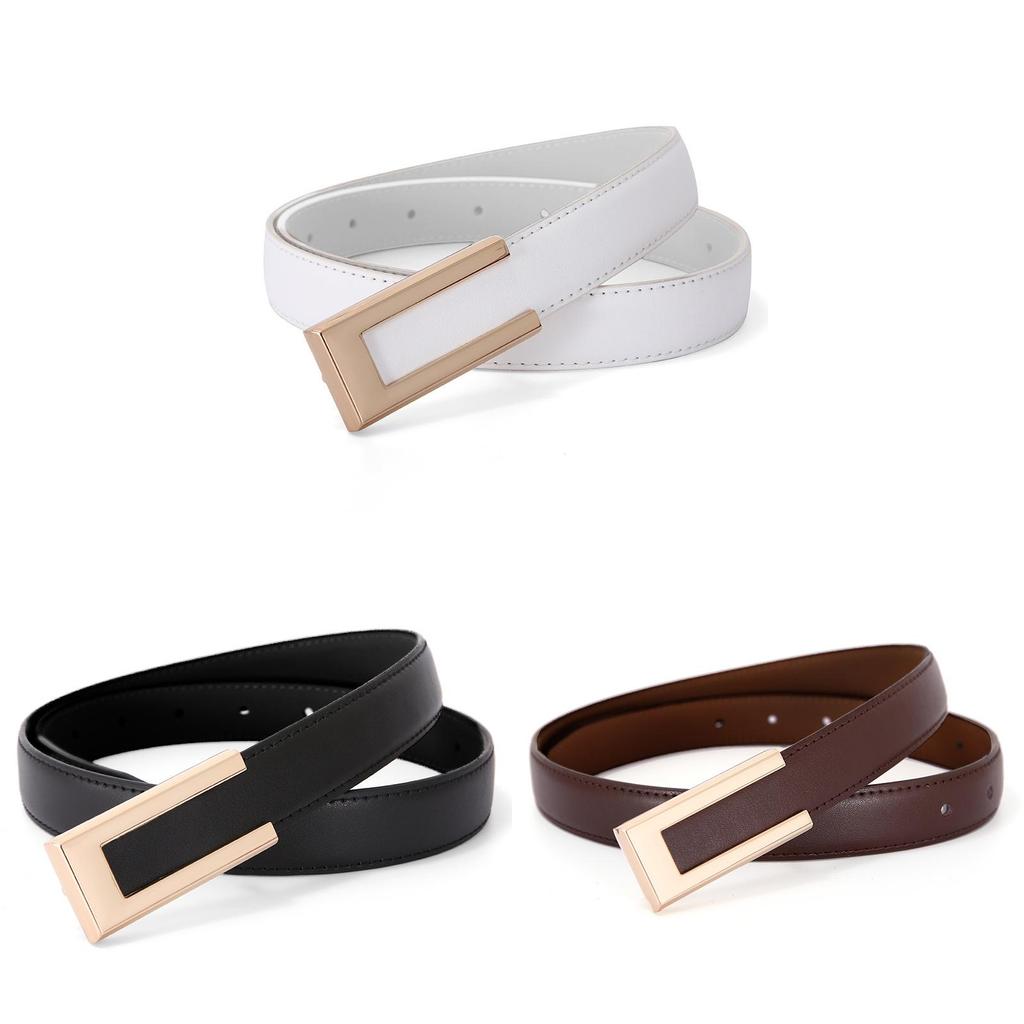 Genuine Leather Womens Fashion Belt With Smooth Buckle For Casual Wear