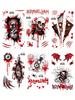 2/6pcs Hallween Horror Tattoo Sticker Realistic Fake Bloody Wound Stitch Scar Scab Masquerade Prank Makeup Props