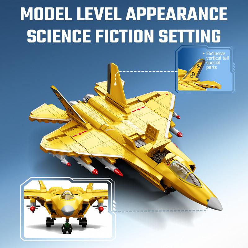 SEMBO Carrier Based Fighter Jet Assemblage Building Blocks MOC Armed Aircraft Models Plane Construction Sets for Boys Toys Gifts
