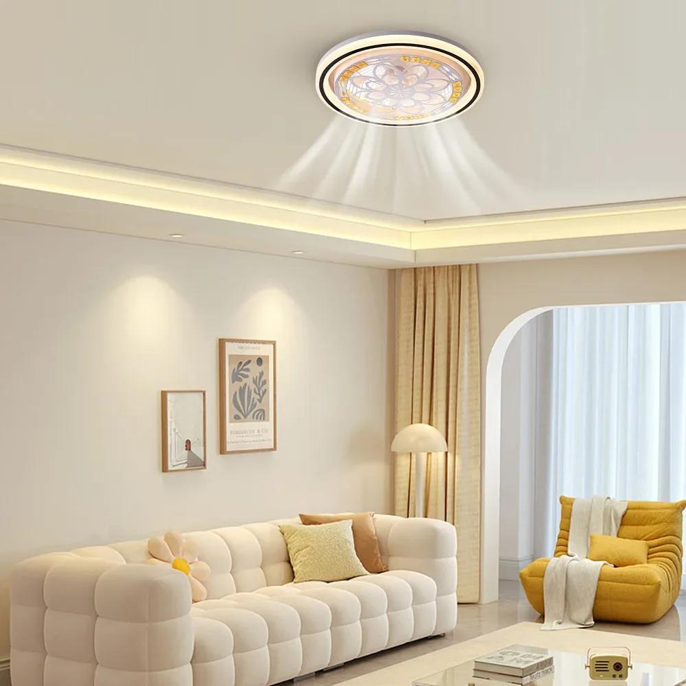 

Bymaocar Quiet Fan Ceiling Light Indoor Lighting 3 Speed Adjustment And 3 Light Colors With Controller For Living Room / Office белый