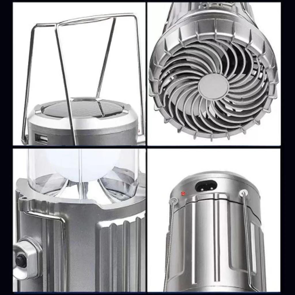 Campinglaternen mit Ventilator Wiederaufladbar Solar Campingventilatorlampe LED-Laternen Campingventilatoren für Zelte Notfall-Trekkingausrüstung