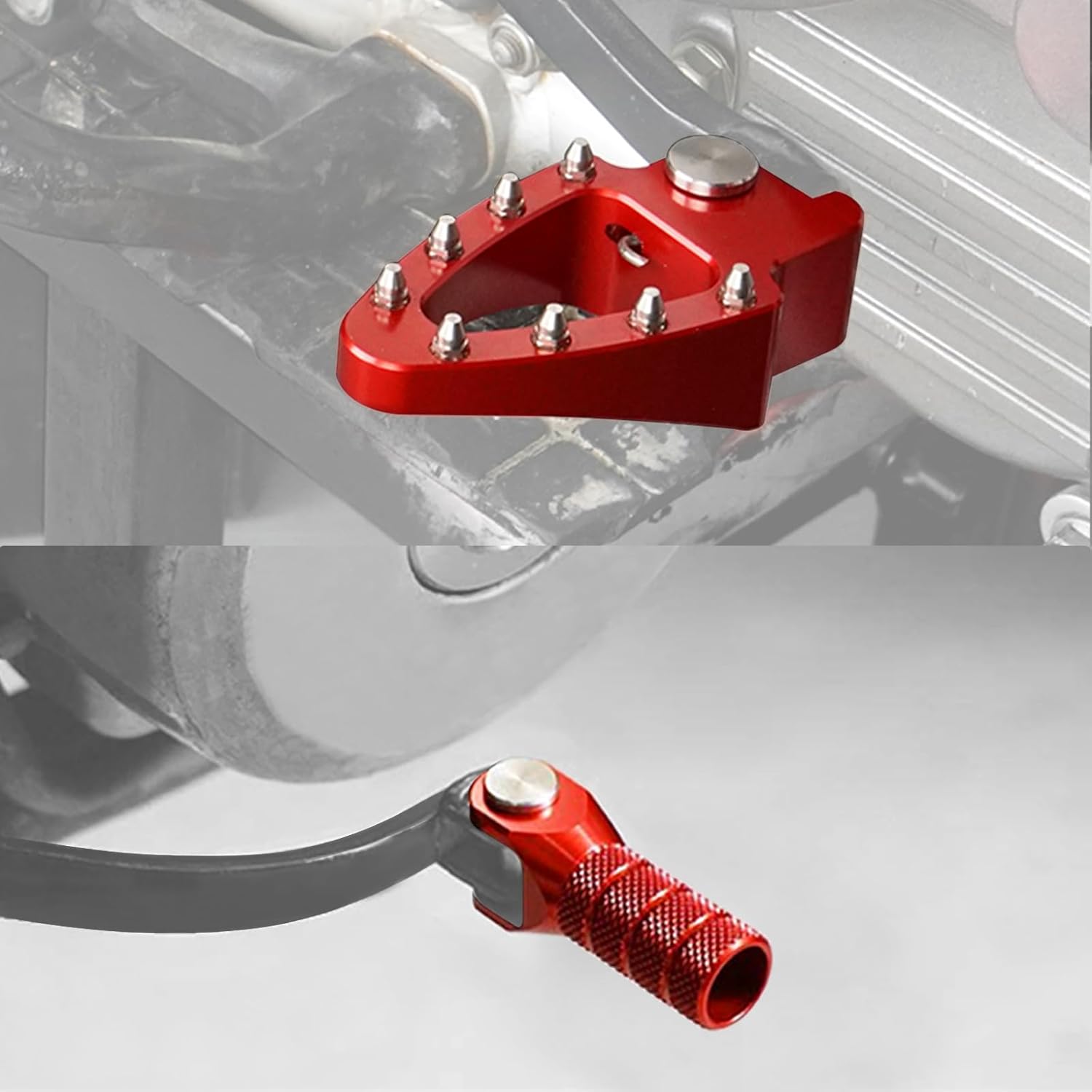 NICECNC Red Gear Shift Lever Tip Brake Foot Pedal Plate Kit Compatible with Honda XR650L 1993-2024,Dirt Bike Aluminum