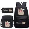 Pusheen fette Katze niedlicher Cartoon bedruckter Schulranzen grenzüberschreitende Studenten tragbare Umhängetasche Federmäppchen dreiteiliges Set