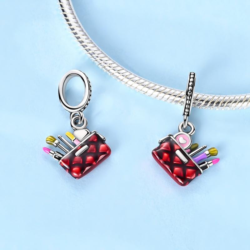 Copper Cosmetic Bag Guitar Perfume Bottle Charms Beads Fit Original Bracelet Diy Jewelry Party Gifts
